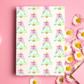 Kerstboom Roze Strik Kerstkaart