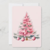 Kerstboom Roze Vakantie diner uitnodiging (Achterkant)