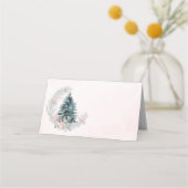 Kerstboom Roze Zilver Plaatskaartje (Voorkant)
