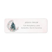 Kerstboom Roze Zilver Retouradres Etiket (Voorkant)