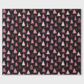 Kerstboom Roze Zwart Cadeaupapier (Vlak)