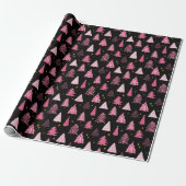 Kerstboom Roze Zwart Cadeaupapier (Uitgerold)