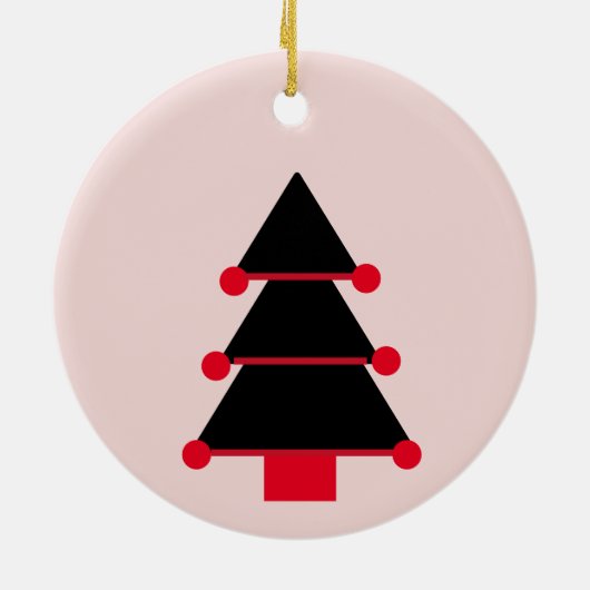 Kerstboom Roze Zwart Rood Modern Keramisch Ornament (Achterkant)