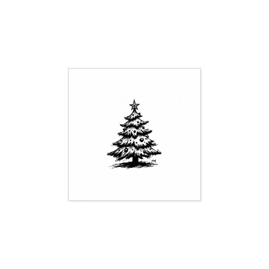 Kerstboom rubberstempel (Afrduk)