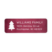 kerstboom Rustic Burgundy Return Address Etiket (Voorkant)
