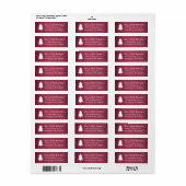 kerstboom Rustic Burgundy Return Address Etiket (Full Sheet)