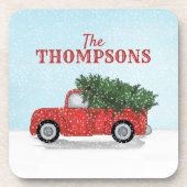 kerstboom Rustic Truck - Aangepaste Vintage Bier Onderzetter (Voorkant)