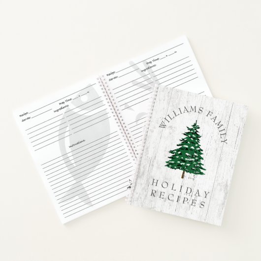 kerstboom Rustic Weathered Wood Family Recipe Notitieboek (Binnen)