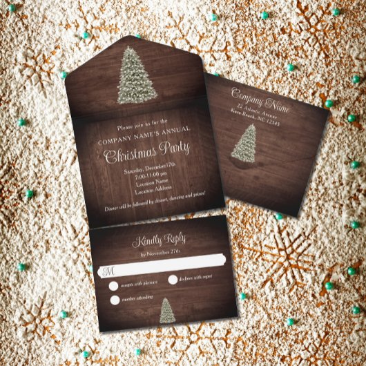 kerstboom Rustic Wood Company Holiday Party All In One Uitnodiging