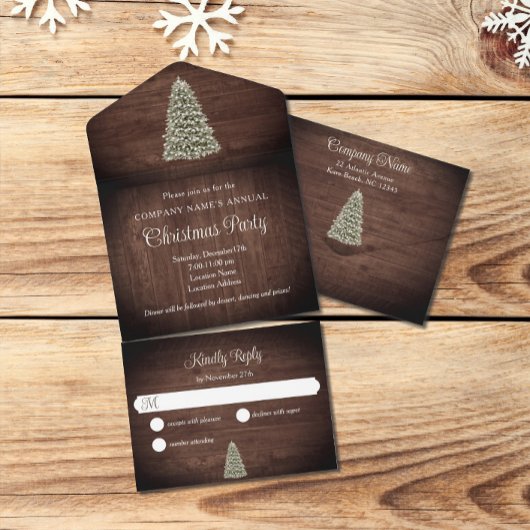 kerstboom Rustic Wood Company Holiday Party All In One Uitnodiging
