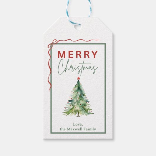 Kerstboom Rustiek Green Plaid Gift Label Cadeaulabel (Voorkant)