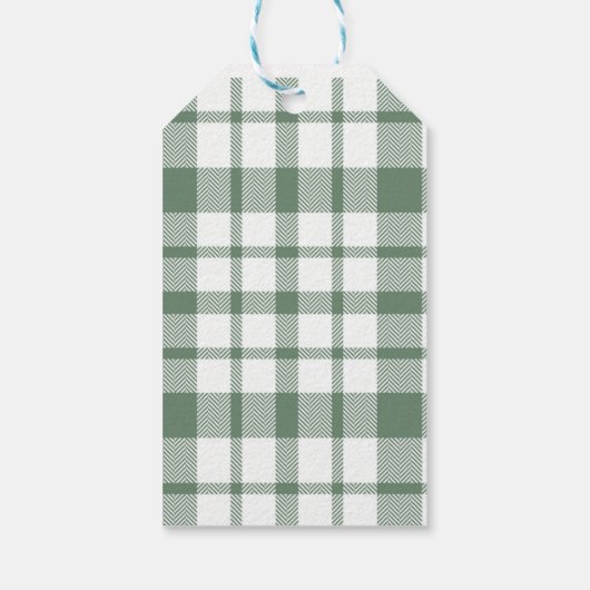 Kerstboom Rustiek Green Plaid Gift Label Cadeaulabel (Achterkant)