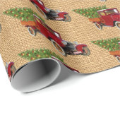  kerstboom Rustige Rood Vracht Cadeaupapier (Rol Hoek)