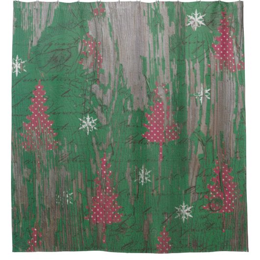 kerstboom -  rustisch douchegordijn (Voorkant)
