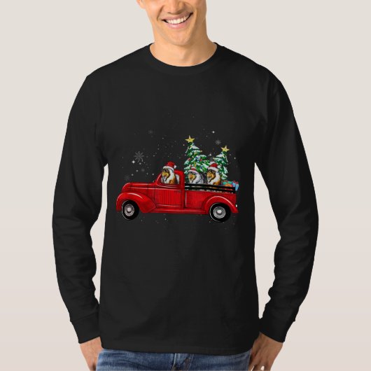 Kerstboom Ruw Collie Hond Rijden Xmas Vrachtwagen T-shirt (Voorkant)