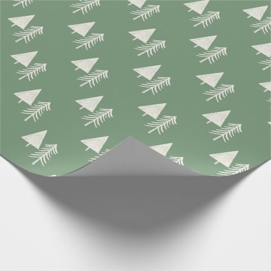 Kerstboom Sage Green Cadeaupapier (Hoek)