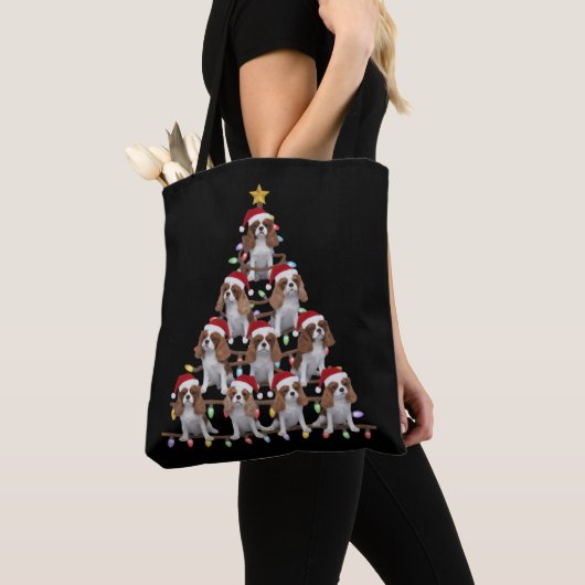 Kerstboom Santa Cavalier King Charles Spaniel Hond Tote Bag (Dichtbij)