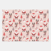 Kerstboom Santa Claus Reindeer Snowman Blue Inpakpapier Vel (Voorkant 2)