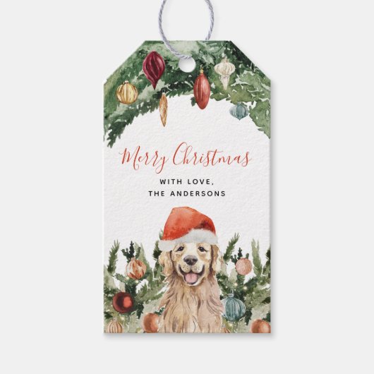 Kerstboom: Santa Dog Pawty Cadeaulabel (Voorkant)