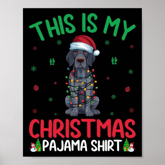 Kerstboom Santa Duitse Kortharige Pointer Dog Chr Poster (Voorkant)