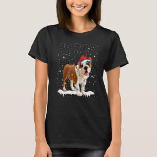 Kerstboom Santa Hat English Bulldog Dog Pet L T-shirt