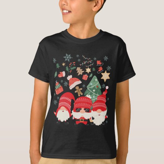 Kerstboom Santa Hat Funny Gnomes Santa Kerstmis T-shirt (Voorkant)