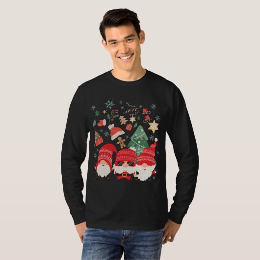 Kerstboom Santa Hat Funny Gnomes Santa Kerstmis T-shirt (Voorkant volledig)