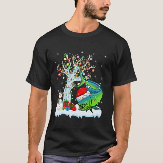 Kerstboom Santa Hat Mahi Mahi Fish Christ T-shirt (Voorkant)