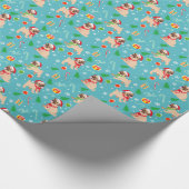 Kerstboom Santa Pug Candy Canes Ornamenten Cadeaupapier (Hoek)