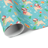 Kerstboom Santa Pug Candy Canes Ornamenten Cadeaupapier (Rol Hoek)