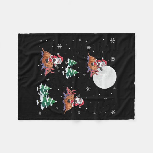 Kerstboom Santa Riding Armadillo Grappige Kerstmis Fleece Deken (Voorkant (Horizontaal))