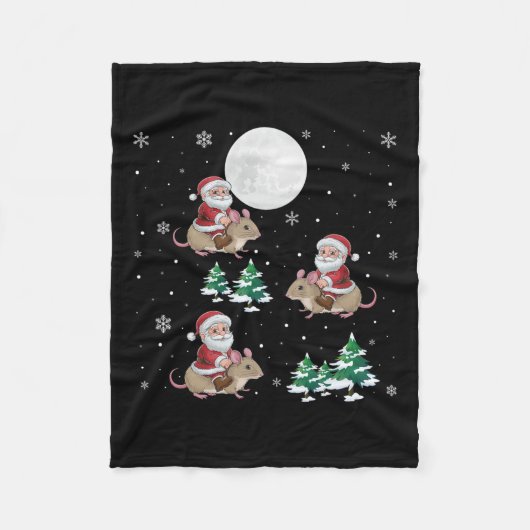 Kerstboom Santa Riding Dormouse Grappige kerst Fleece Deken (Voorkant)