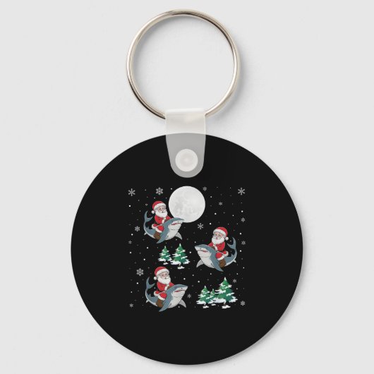 Kerstboom Santa Riding Hammerhead Shark Funny Chri Sleutelhanger (Voorkant)