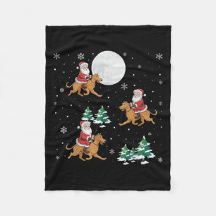Kerstboom Santa Riding Ierse Wolfshond hond Funny Fleece Deken
