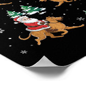 Kerstboom Santa Riding Ierse Wolfshond hond Funny Poster (Hoek)