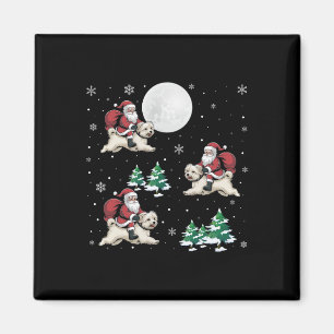 Kerstboom Santa Riding Maltese hond Grappige Kerst Magneet