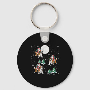 Kerstboom Santa Riding Saint Bernard Hond Grappige Sleutelhanger