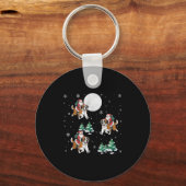 Kerstboom Santa Riding Saint Bernard Hond Grappige Sleutelhanger (Voorkant)