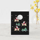 Kerstboom Santa Riding Siamese kat Grappige Kerstm Kaart (Gele Bloem)