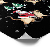 Kerstboom Santa Riding Siamese kat Grappige Kerstm Poster (Hoek)