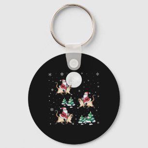 Kerstboom Santa Riding Siamese kat Grappige Kerstm Sleutelhanger