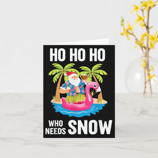 Kerstboom Santa Surfing Beach Vakantie X Kaart (Gele Bloem)