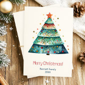 Kerstboom Scandinavische familie vakantie kaart