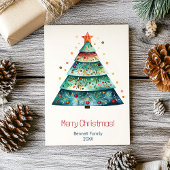 Kerstboom Scandinavische familie vakantie kaart