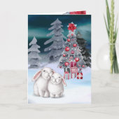 Kerstboom Scene Kaart met Konijn (Voorkant)