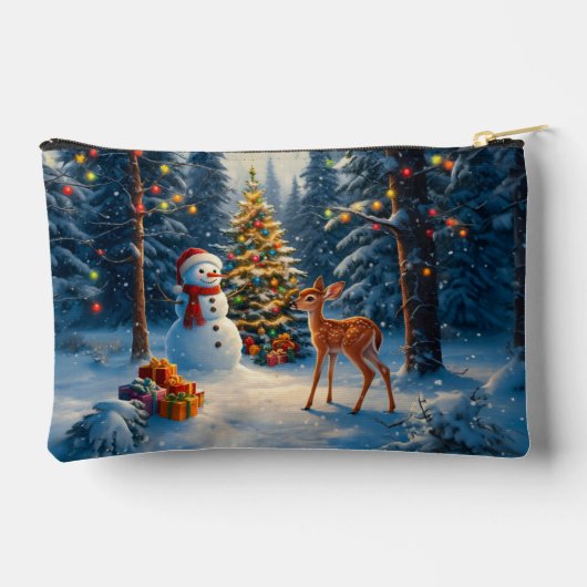 Kerstboom Scene Schattige Herten Fawn Snowman Etui (Achterkant)