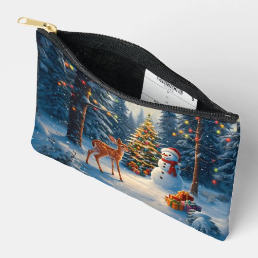 Kerstboom Scene Schattige Herten Fawn Snowman Etui (Open)