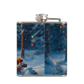 Kerstboom Scene Schattige Herten Fawn Snowman Heupfles (Achterkant)