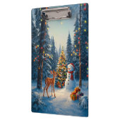 Kerstboom Scene Schattige Herten Fawn Snowman Klembord (Links)