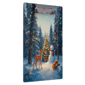 Kerstboom Scene Schattige Herten Fawn Snowman Klembord (Rechts)